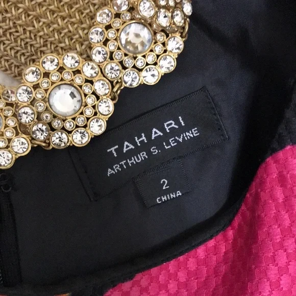 Tahari Vibrant Watercolor Fit and Flare Dress - Picture 4 of 16